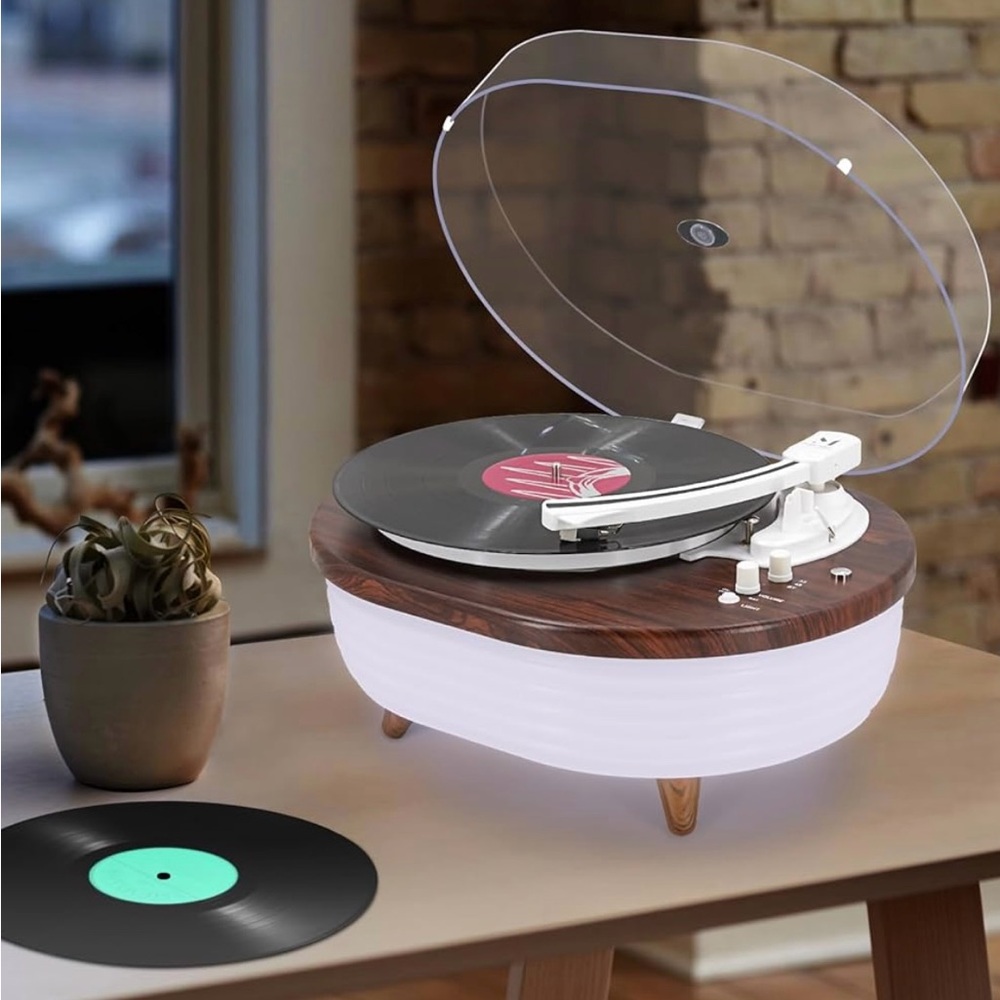 Wooden Turntable with Clear Lid